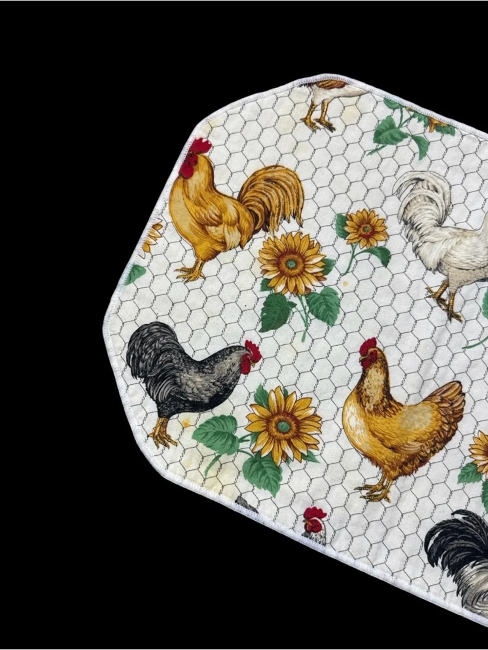 Vintage Sharon Kessler Farmhouse Chicken Sunflower Table Placemats & Napkin Set